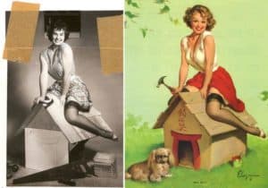 Classic War Time Pin Up Before & After Doghouse