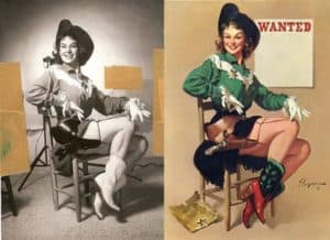 Classic War Time Pin Up Before & After Cowgirl