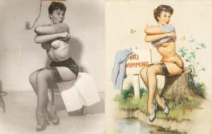 Classic War Time Pin Up Before & After Undress
