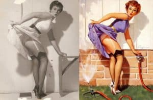 Classic War Time Pin Up Before & After Hose