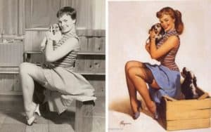 Classic War Time Pin Up Before & After Dog