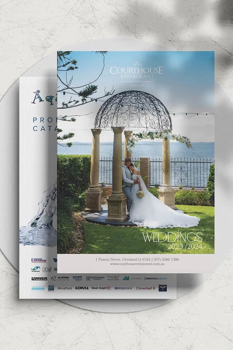 Product catalogue design & Wedding information booklet Brisbane retail marketing materials