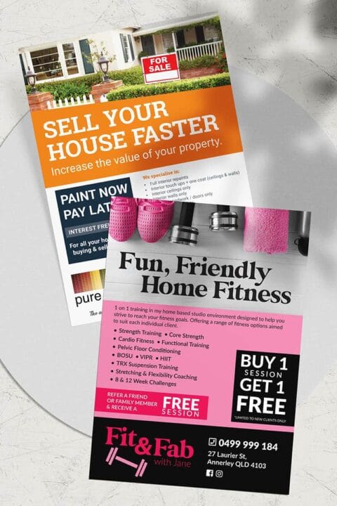 Print design Brisbane professional flyers painting contractors & fitness