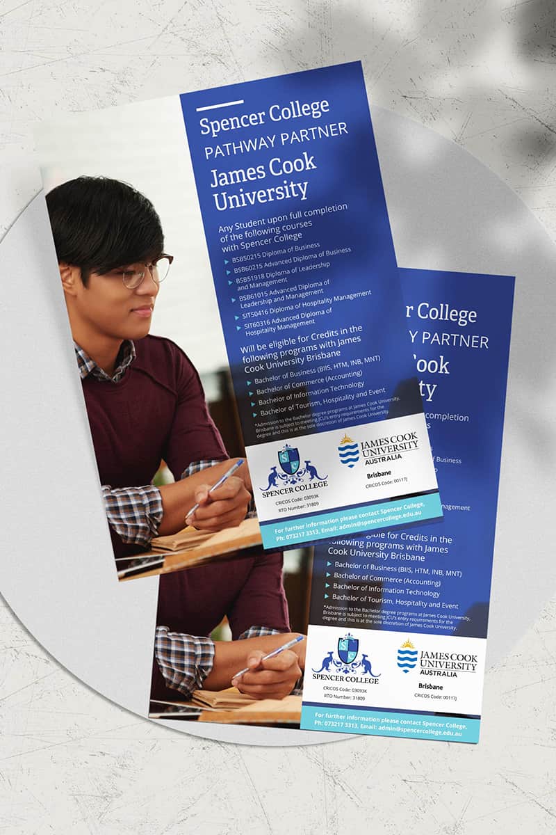 Print design flyers private colleges in Brisbane & Gold Coast