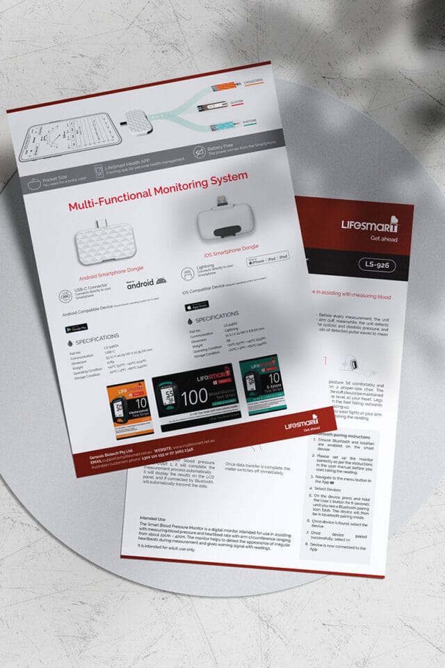 Print design information sheets medical devices Brisbane